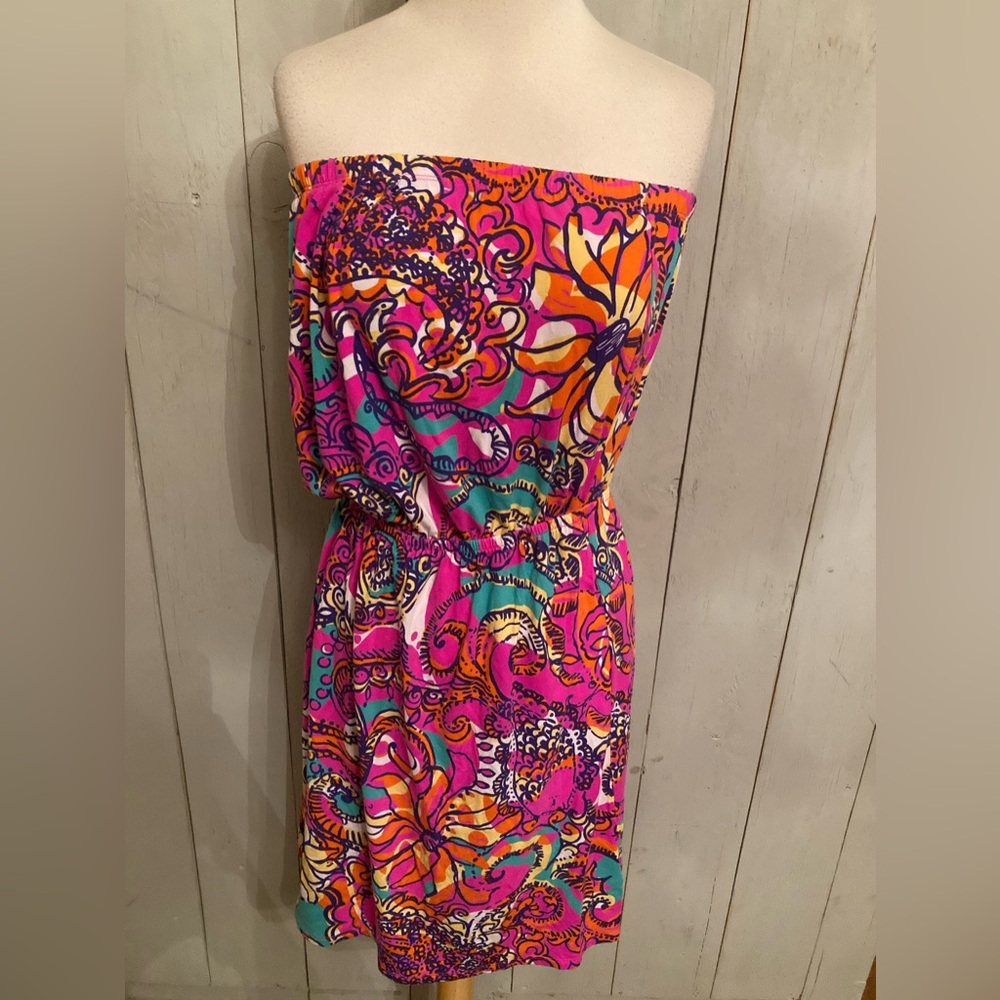 Lilly Pulitzer Atwood Strapless‎ Sea Be Seen Stretch Dress Women's S-Medium - Picture 3 of 12